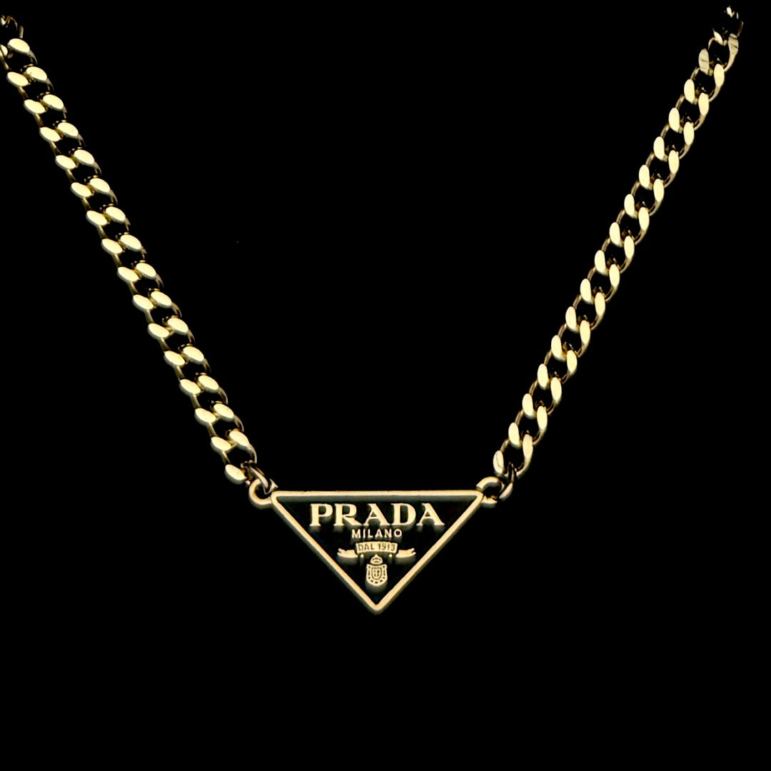 Mini Black & Gold Triangular Logo Choker