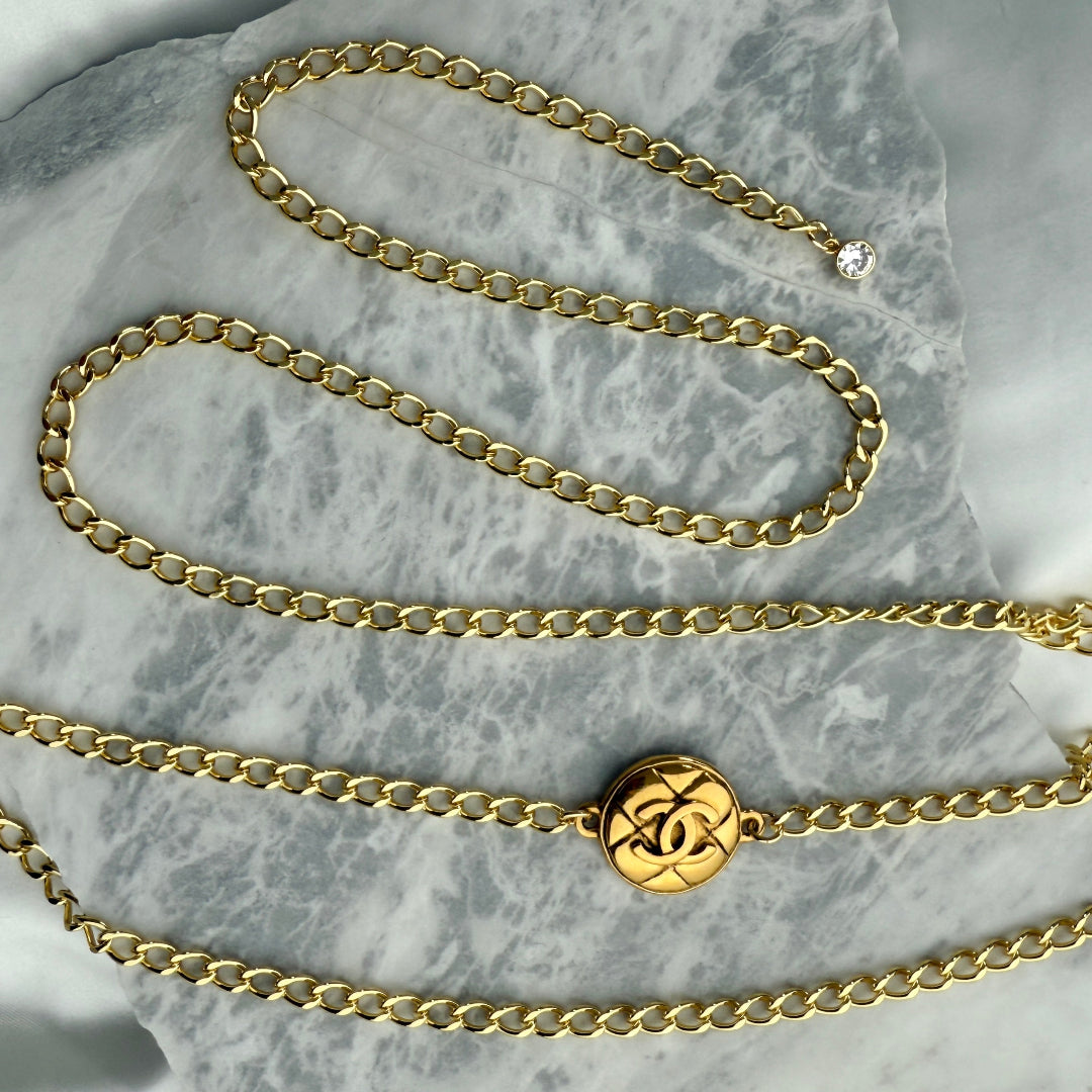 Gold Quilted Link Belt / Necklace