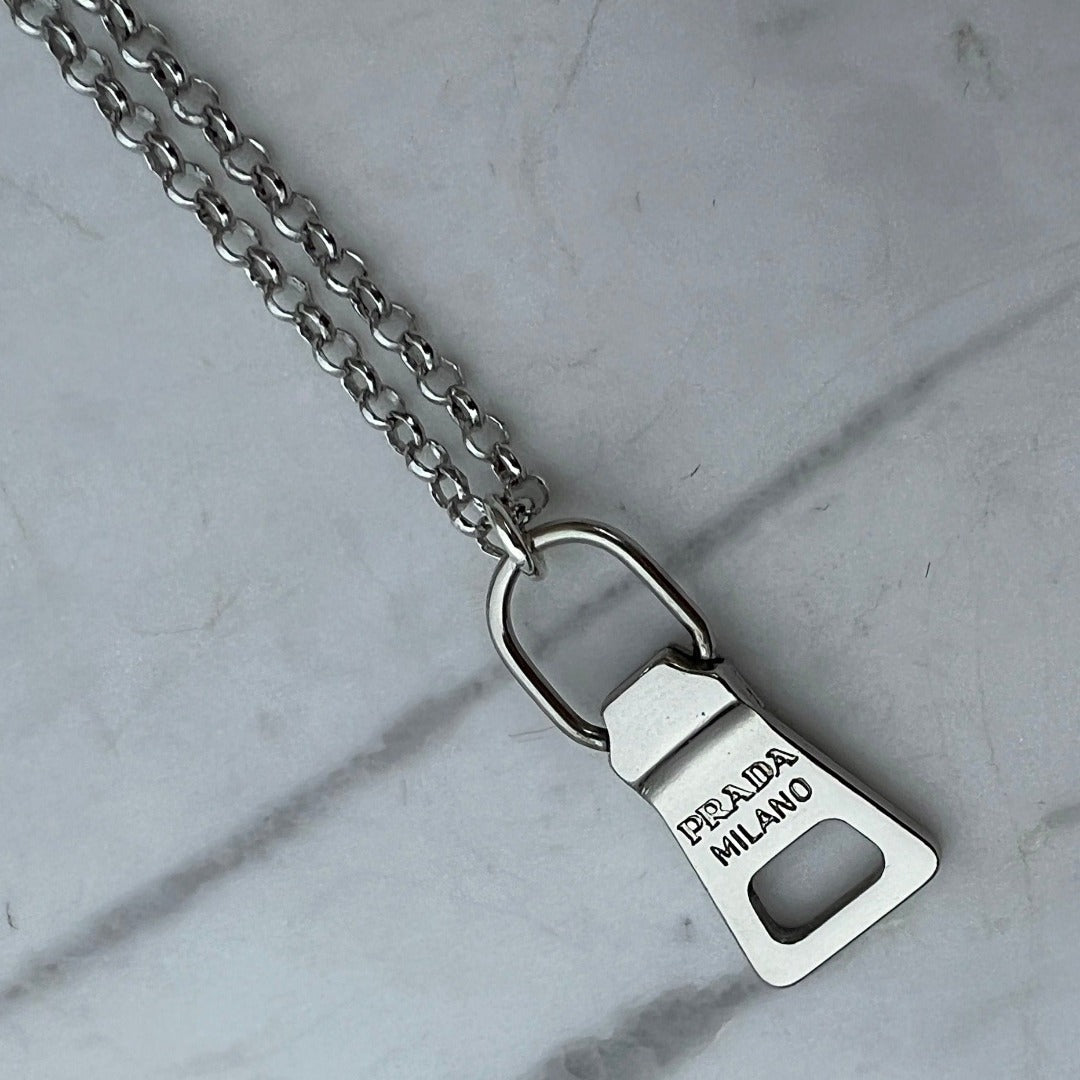 Small Silver Zipper Pull Necklace