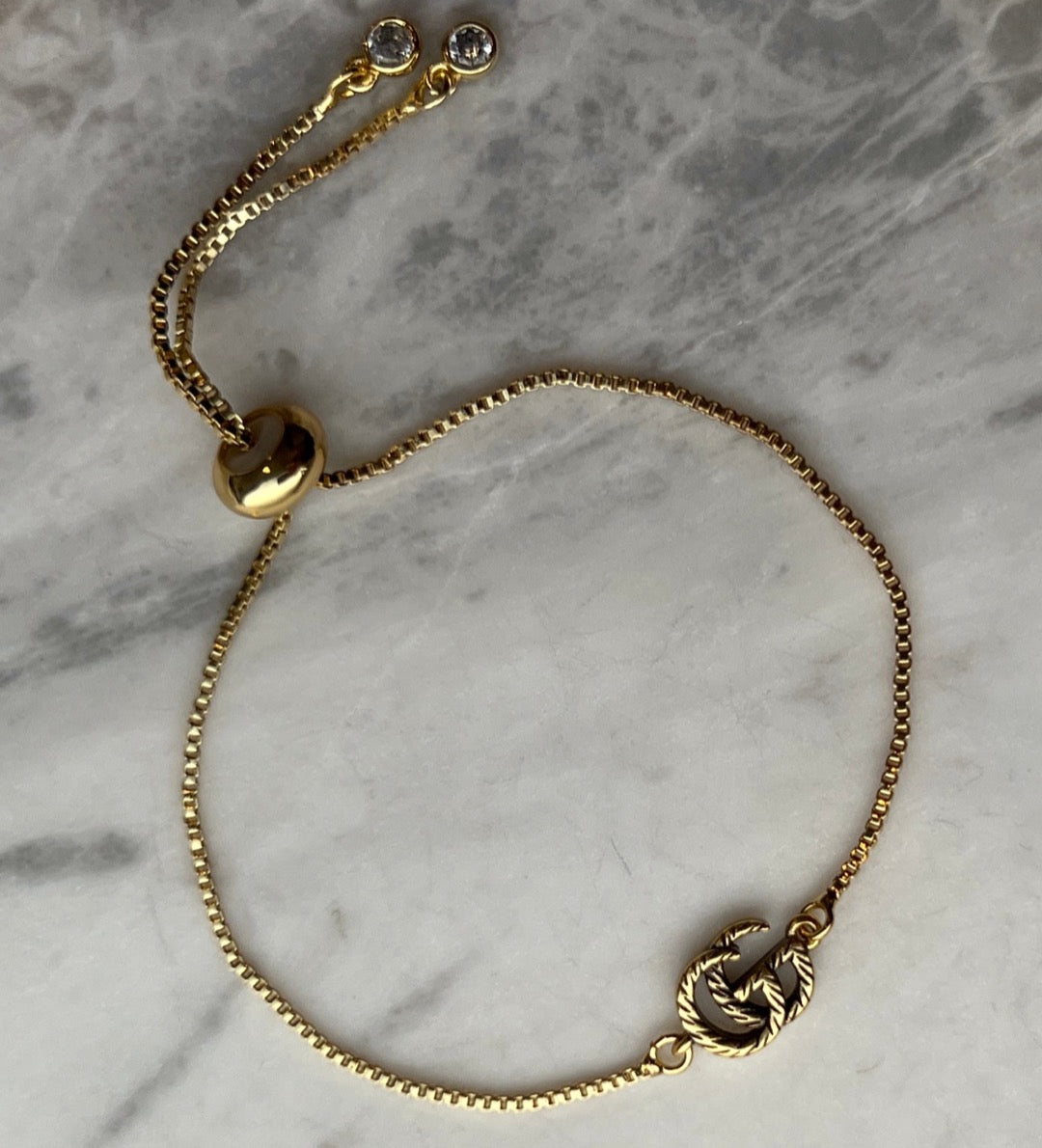 Small Gold Textured Logo Bracelet