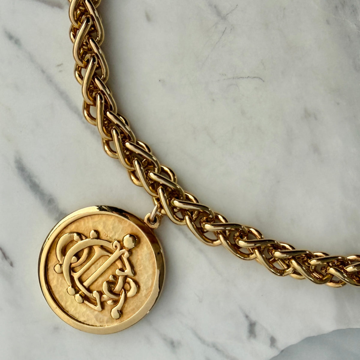 Statement Gold Round Medallion Necklace