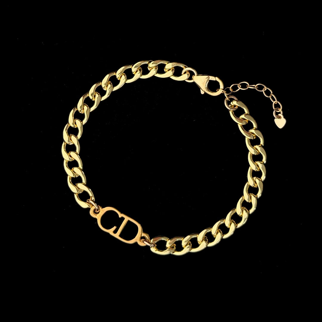 Gold Logo Cuban Bracelet