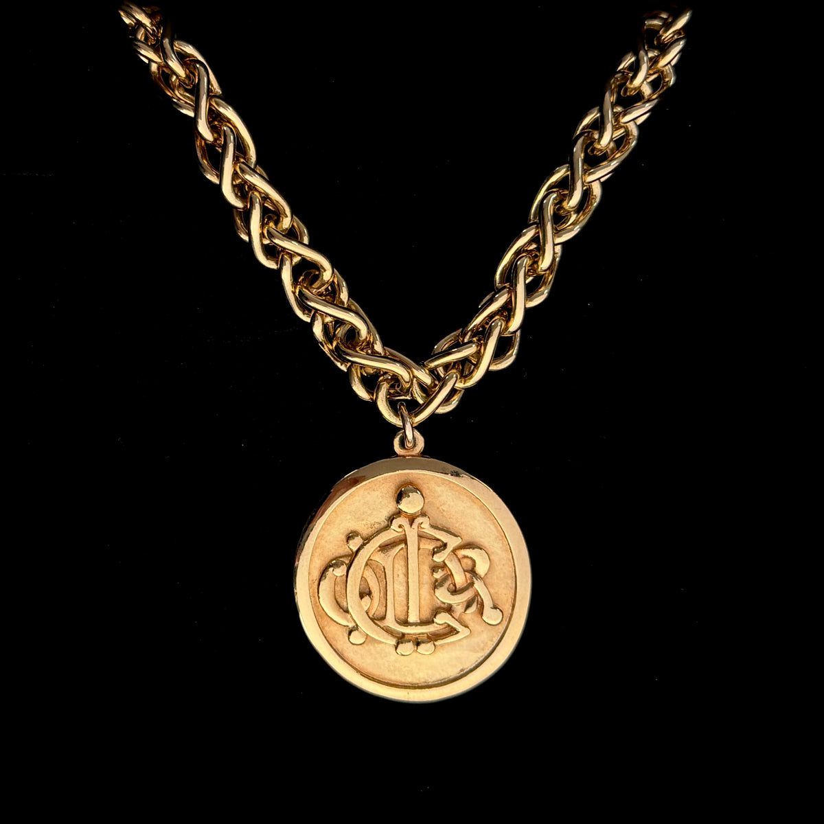 Statement Gold Round Medallion Necklace