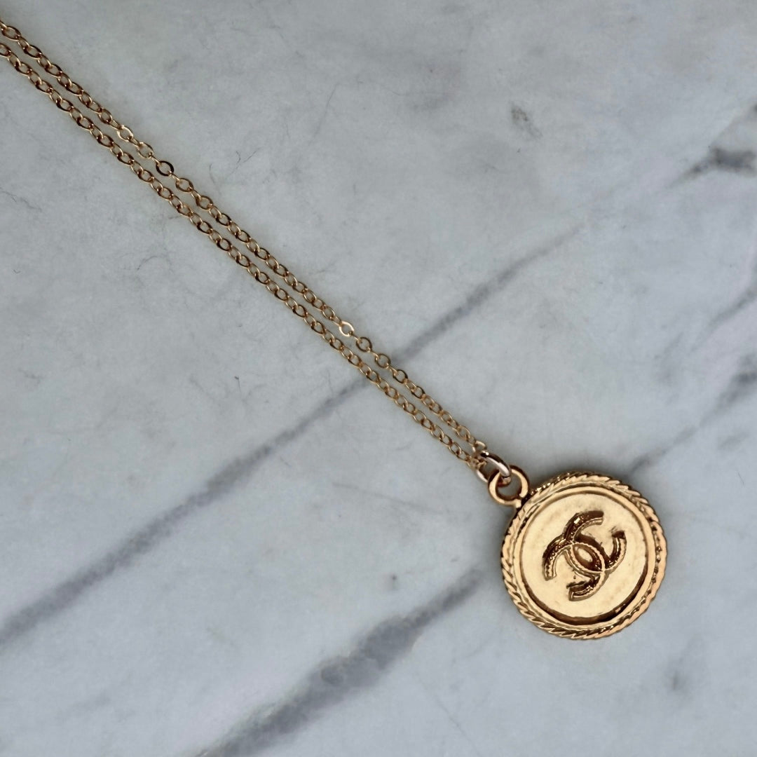Round Gold Logo Necklace