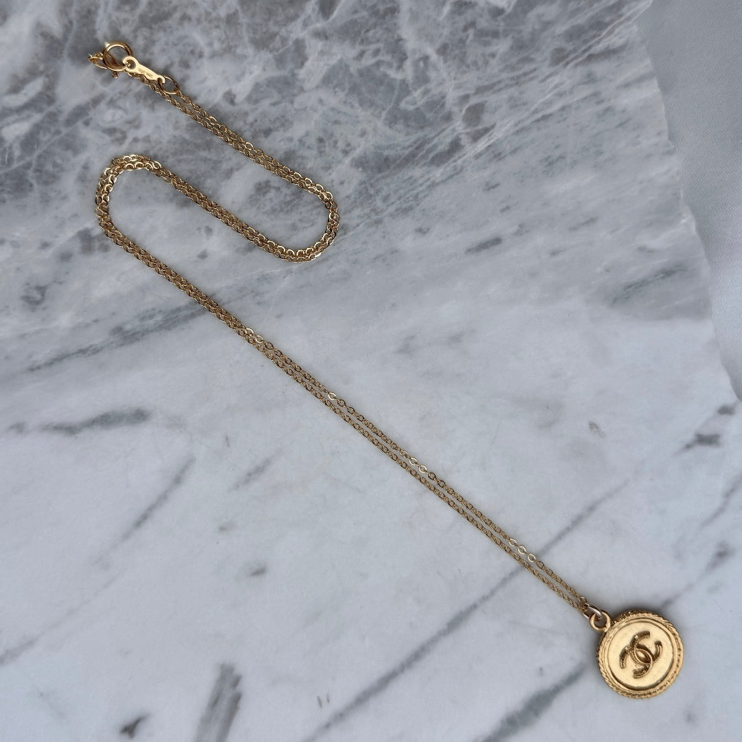 Round Gold Logo Necklace