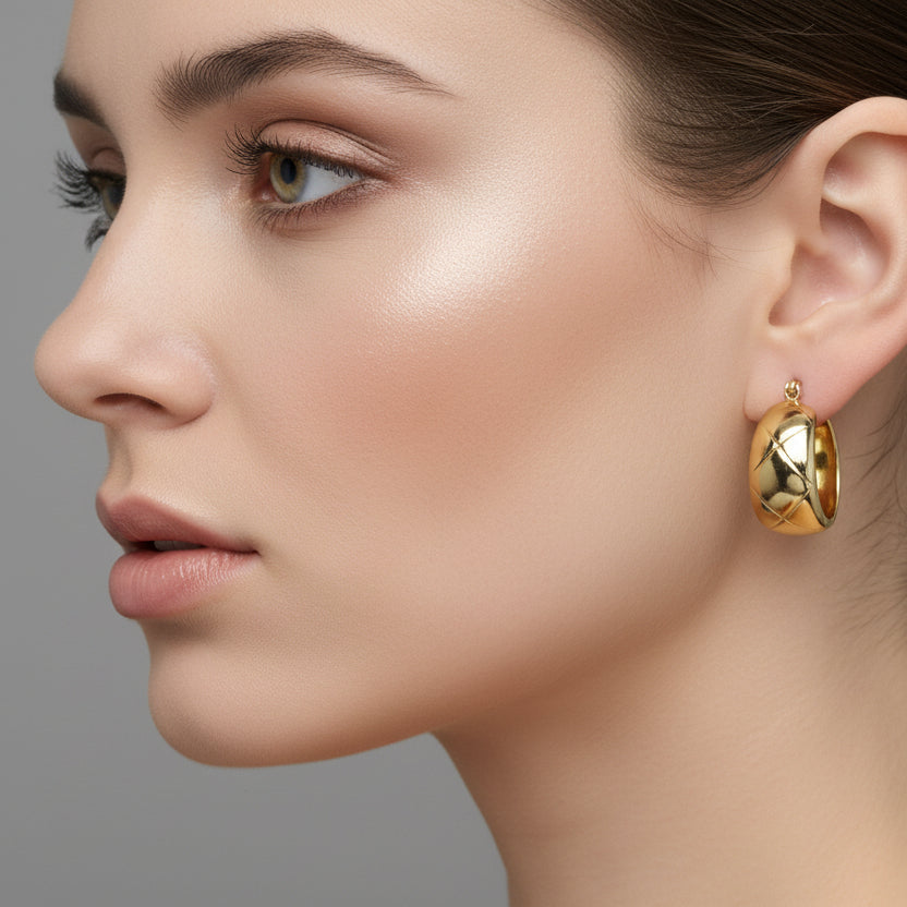 Wide Quilted Hoop Earrings