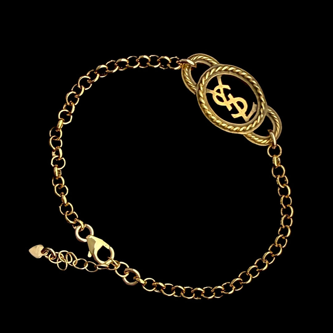 Gold Logo Bracelet with Antique Finish
