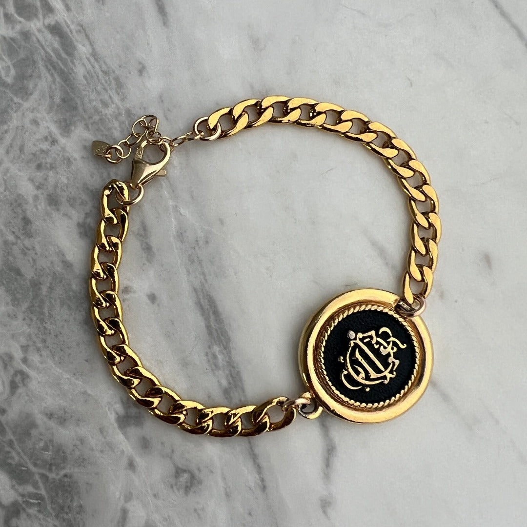 Black & Gold Medallion Cuban Bracelet