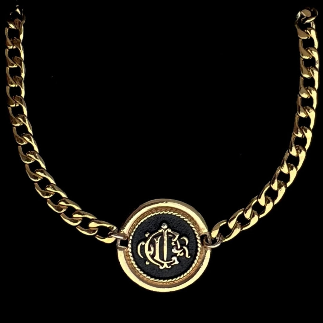 Black & Gold Medallion Cuban Choker