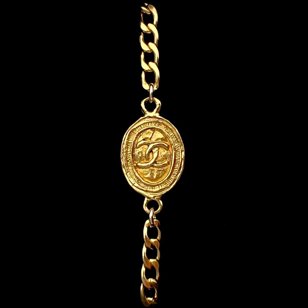 Gold Rustic Medallion Cuban Bracelet