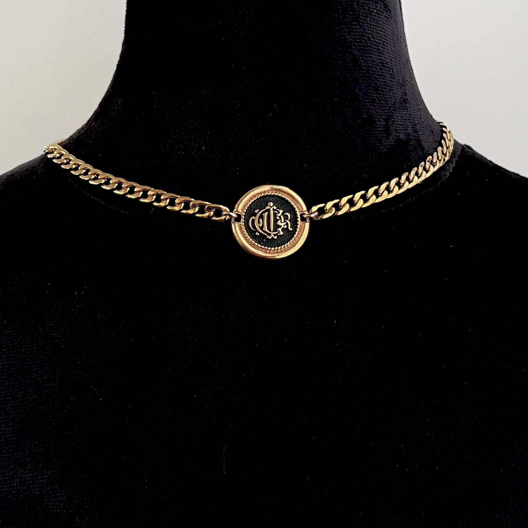 Black & Gold Medallion Cuban Choker