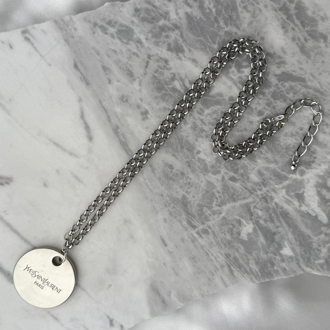 Statement Round Silver Medallion Necklace