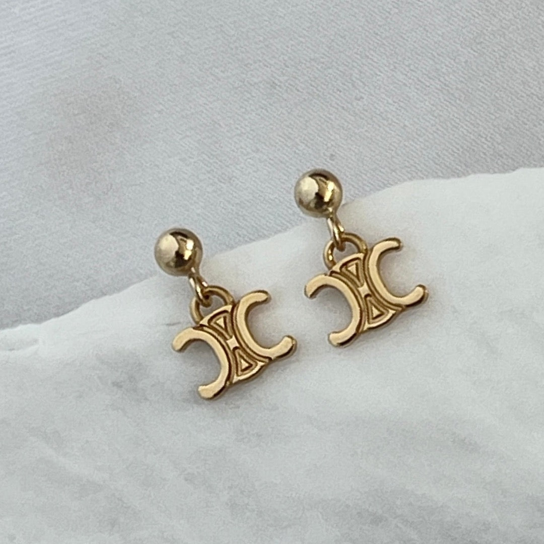 Mini Gold Logo Stud Earrings