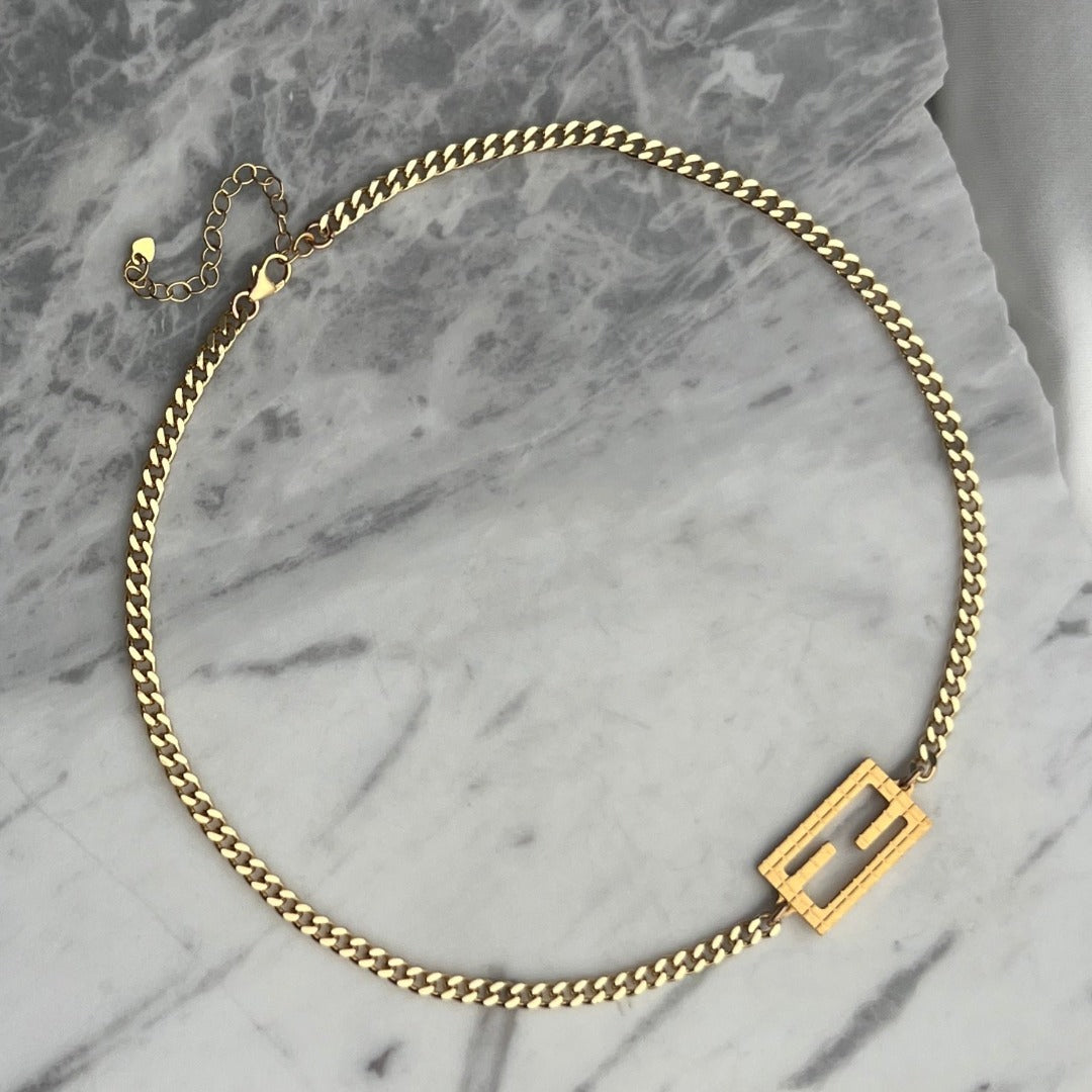 Gold Baguette Fine Cuban Choker