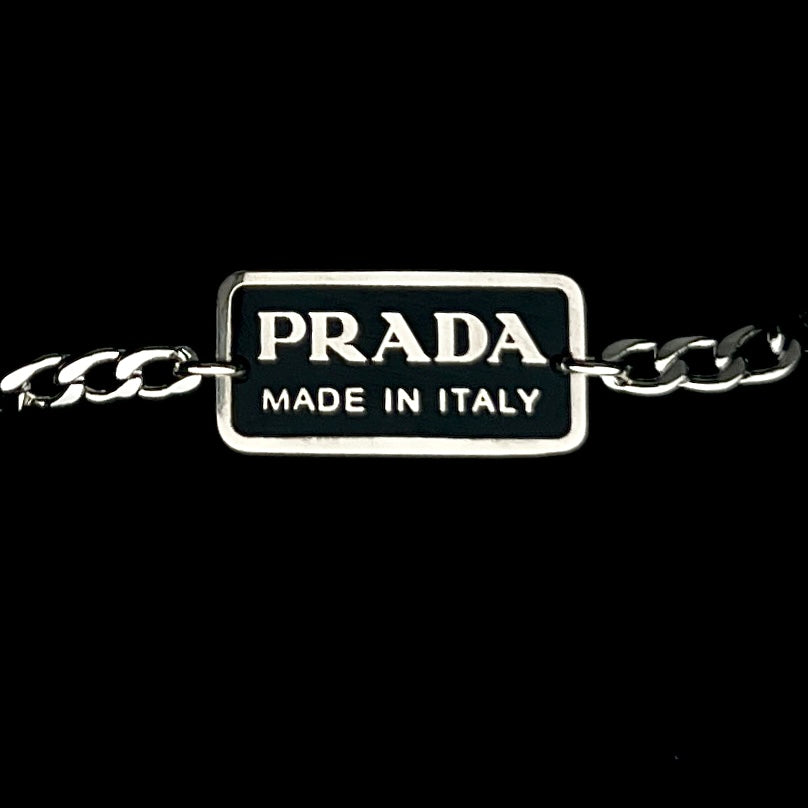 Small Black & Silver Rectangular Logo Bracelet