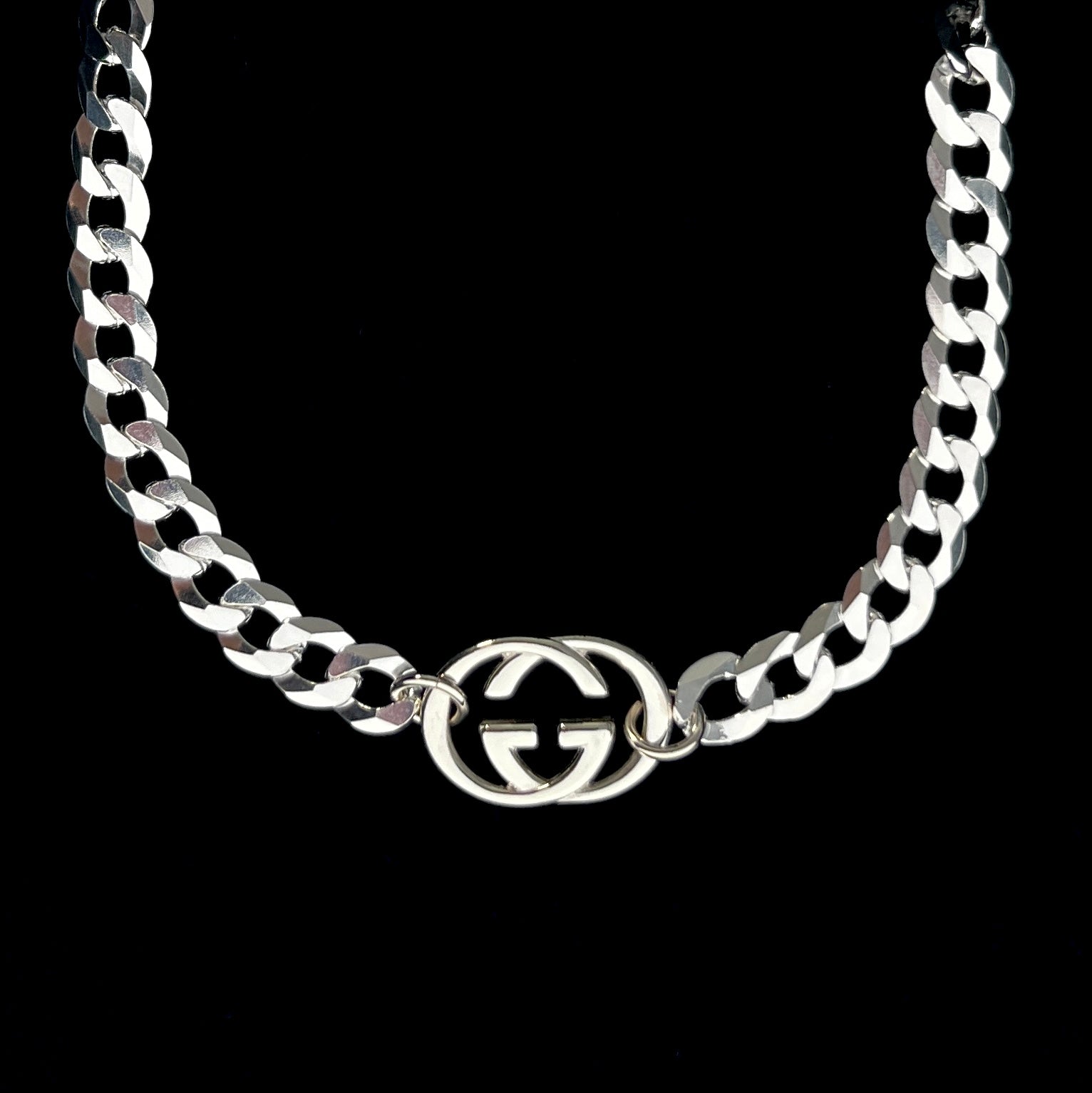 Large Sterling Silver Logo Choker