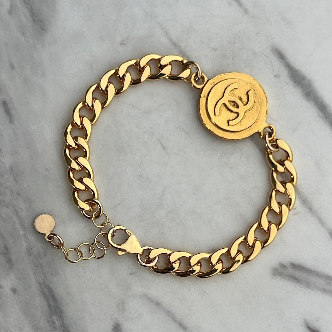 Large Gold Medallion Cuban Bracelet