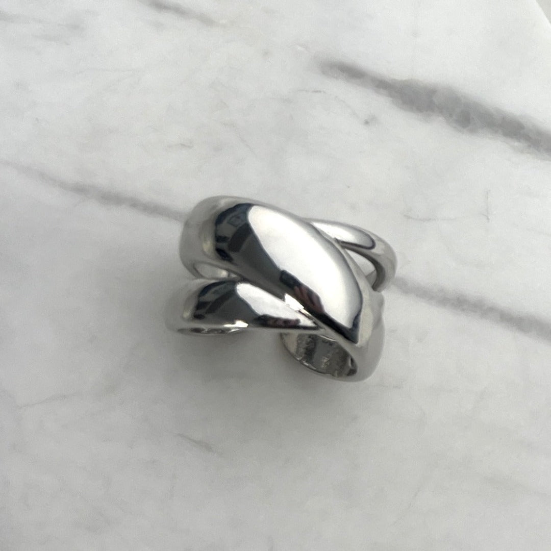 Silver Criss-Cross Statement Ring