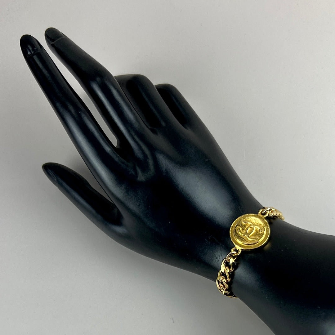 Large Gold Medallion Cuban Bracelet
