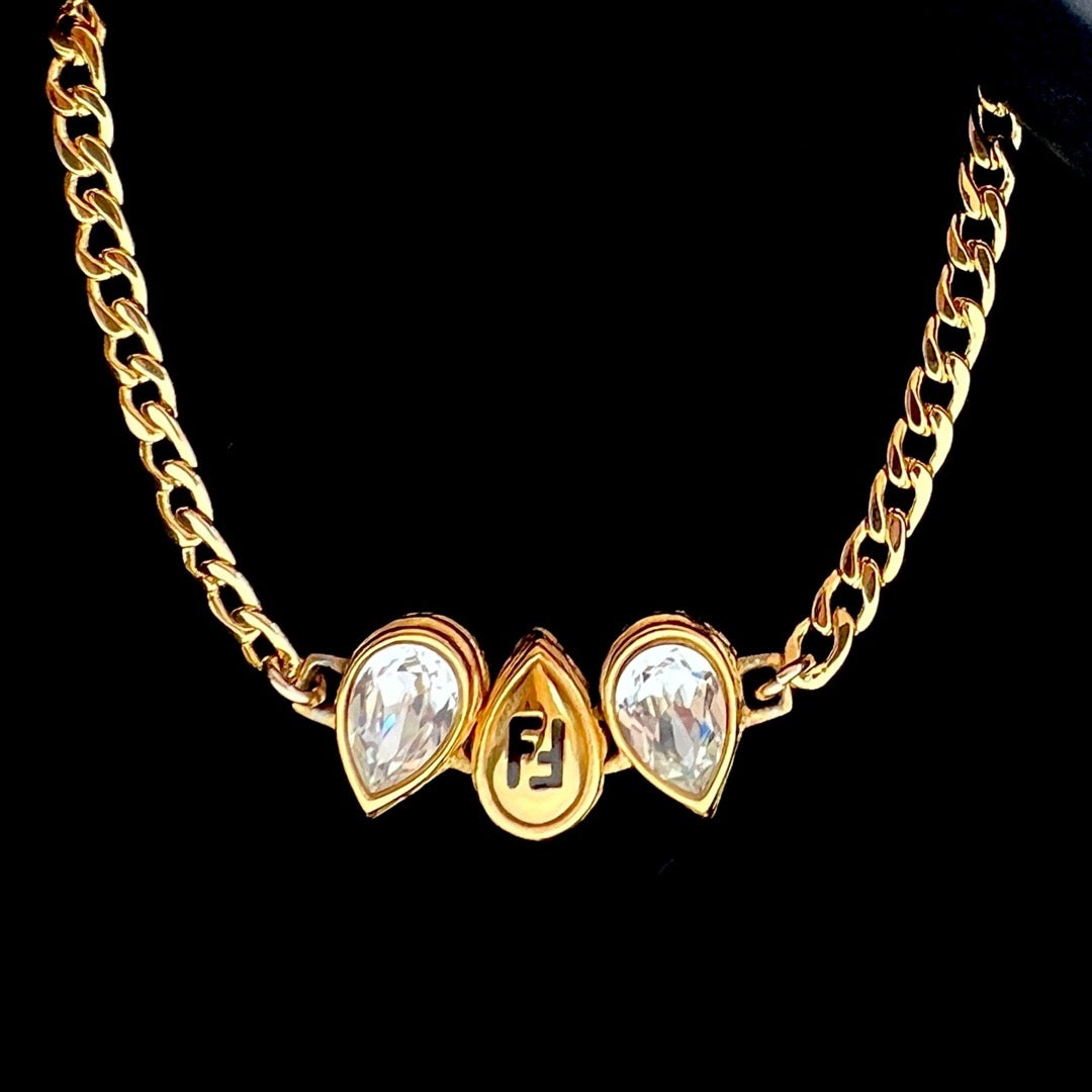 Gold Tear Drop Rhinestone Choker