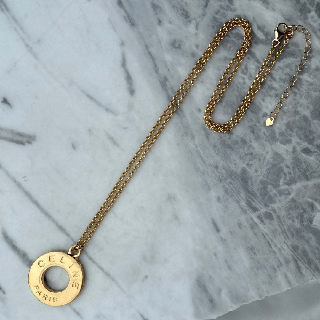 Large Gold Stamped Necklace
