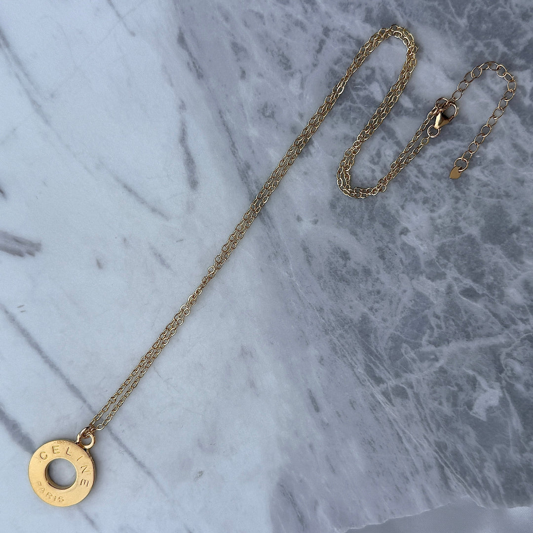 Medium Gold Stamped Necklace