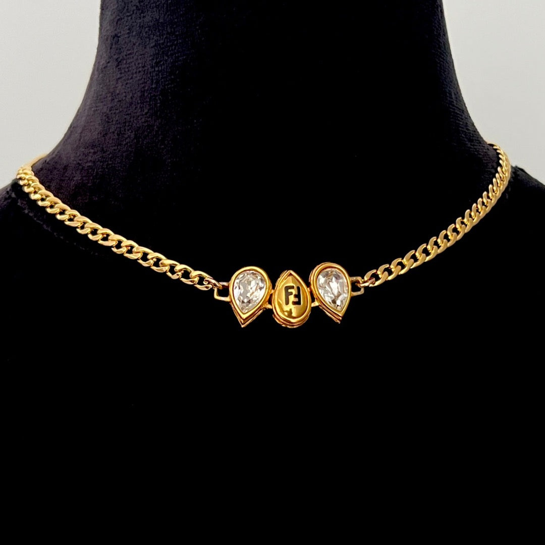 Gold Tear Drop Rhinestone Choker