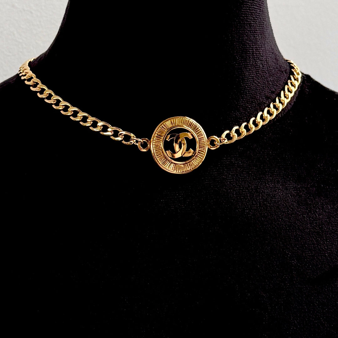 Gold Cut Out Logo Necklace
