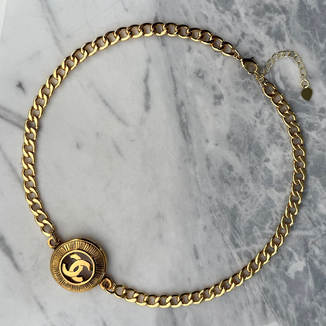 Gold Cut Out Logo Necklace