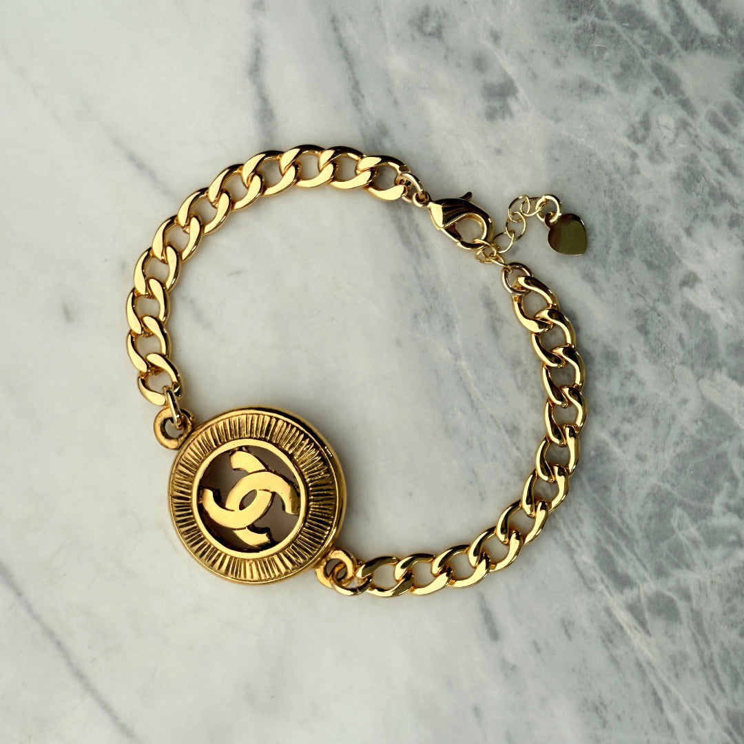 Gold Cut Out Logo Bracelet