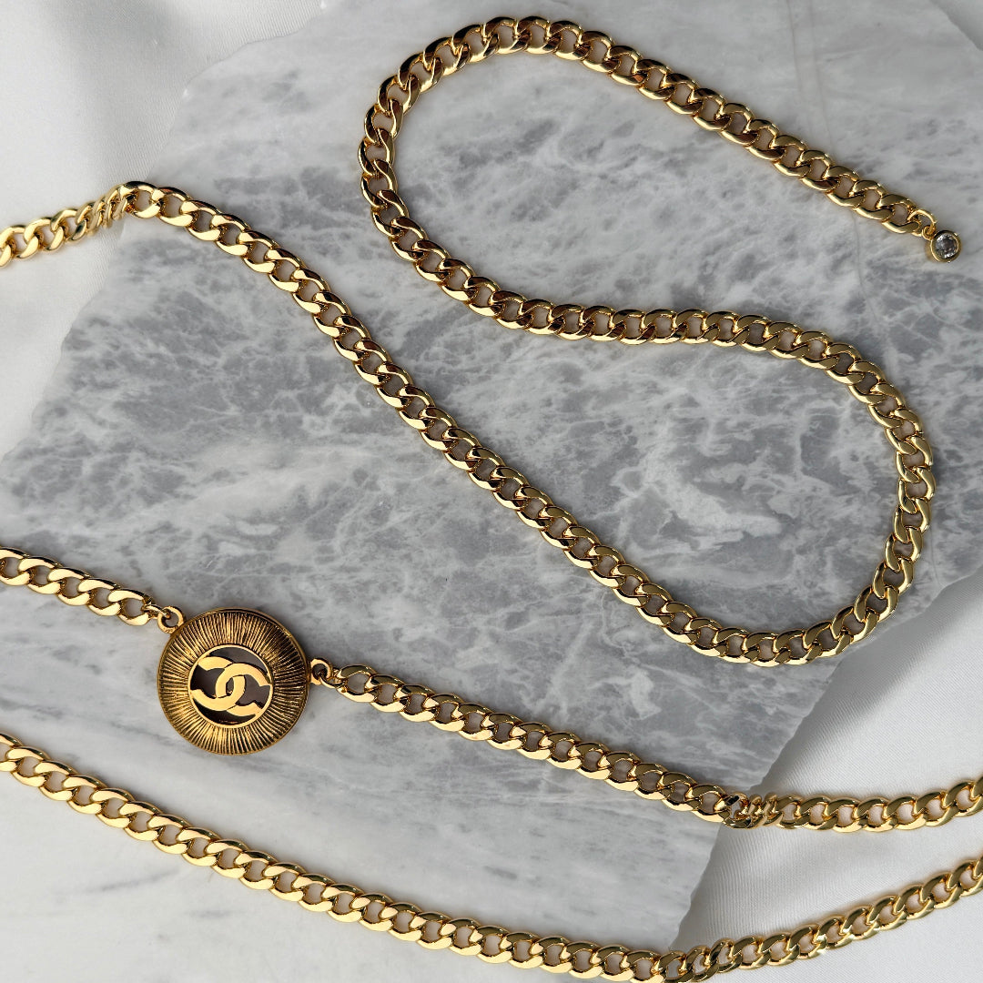 Gold Cut Out Logo Sunburst Link Belt