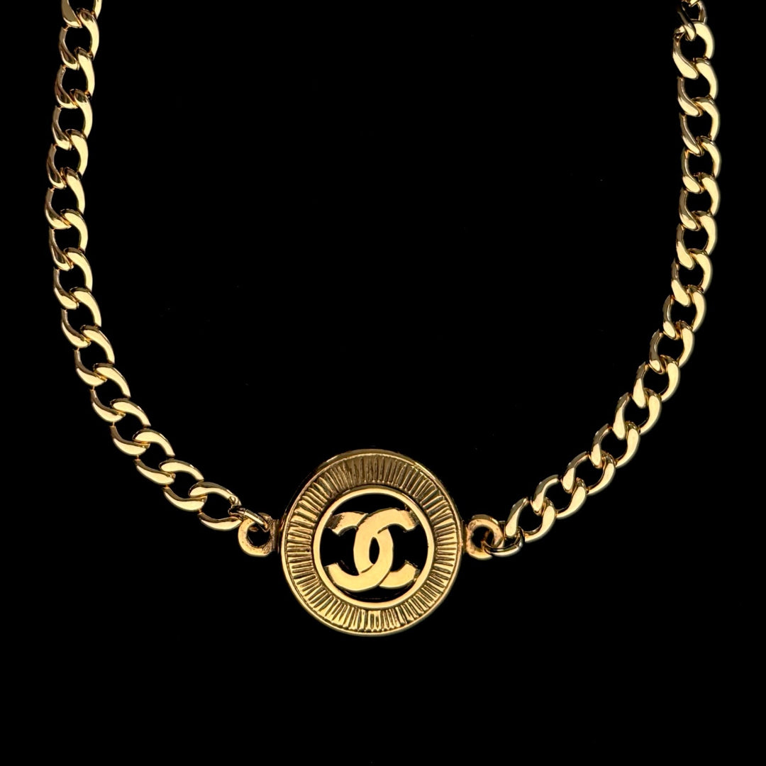 Gold Cut Out Logo Necklace