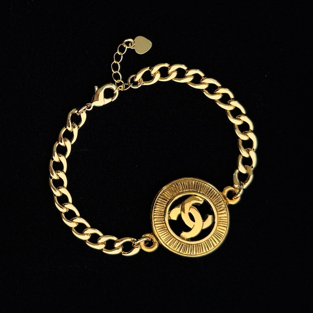 Gold Cut Out Logo Bracelet