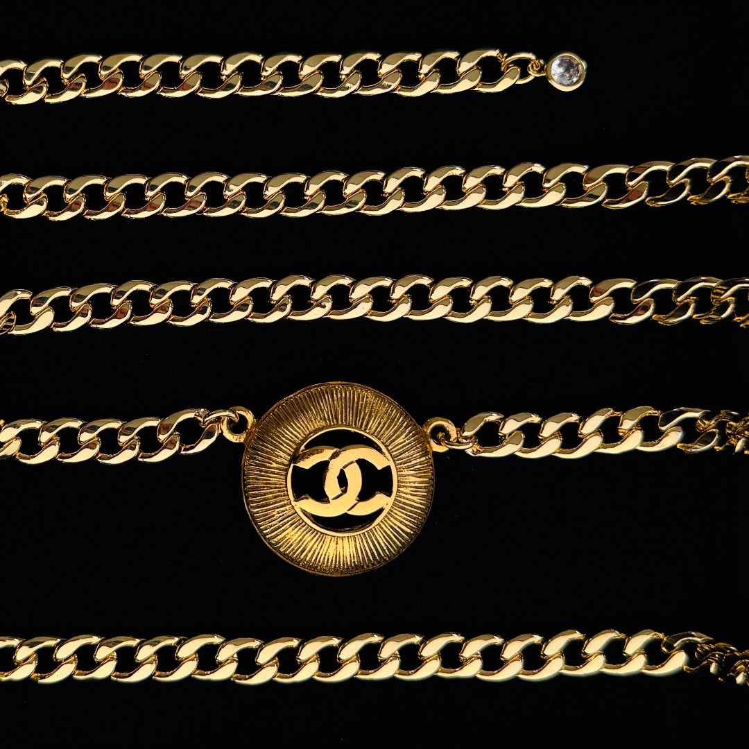 Gold Cut Out Logo Sunburst Link Belt