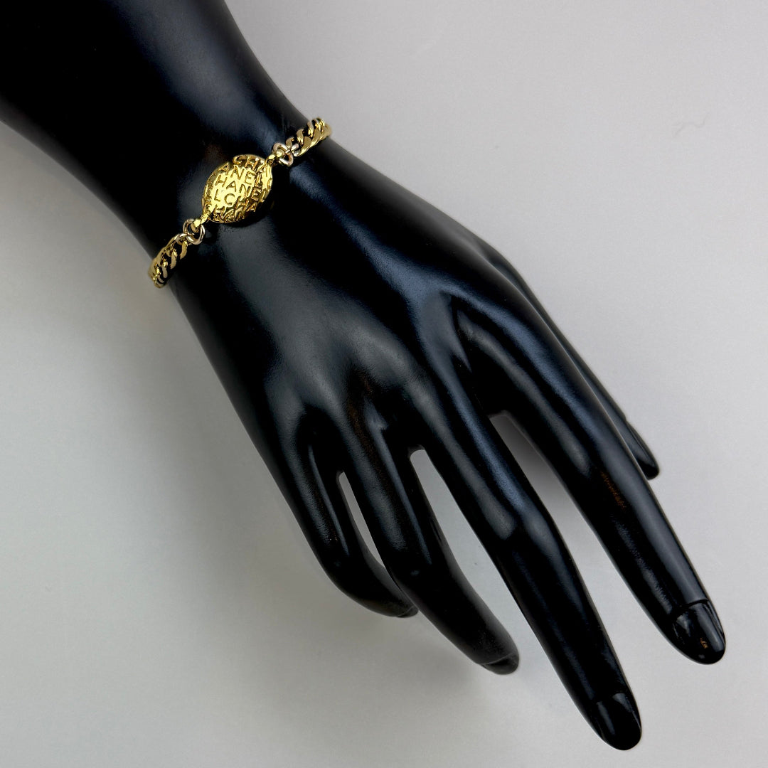 Gold Oval Printed Cuban Bracelet