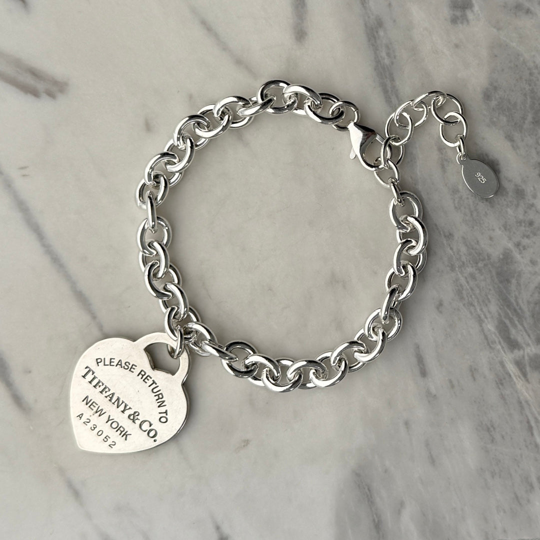 Large Silver Heart Bracelet