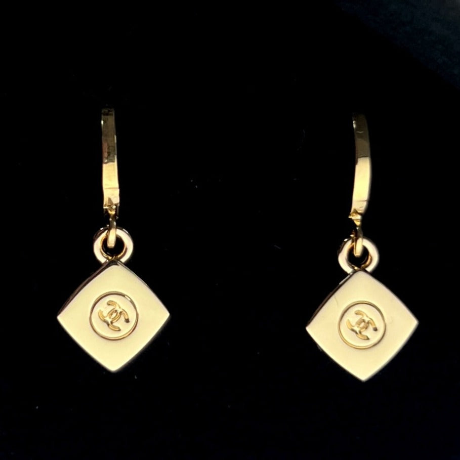 Mini Diamond Shaped Logo Earrings