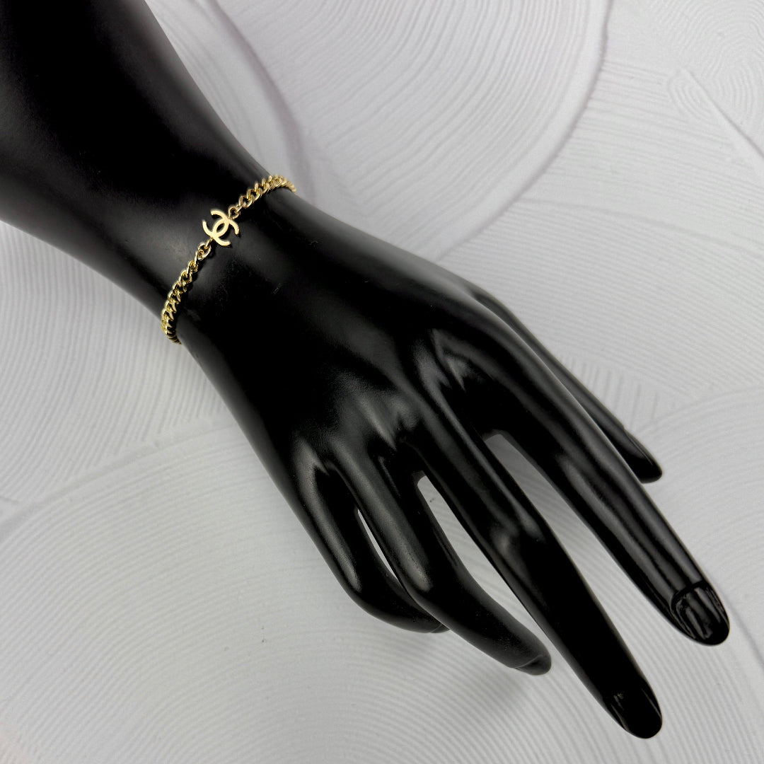 Small Light Gold Logo Bracelet