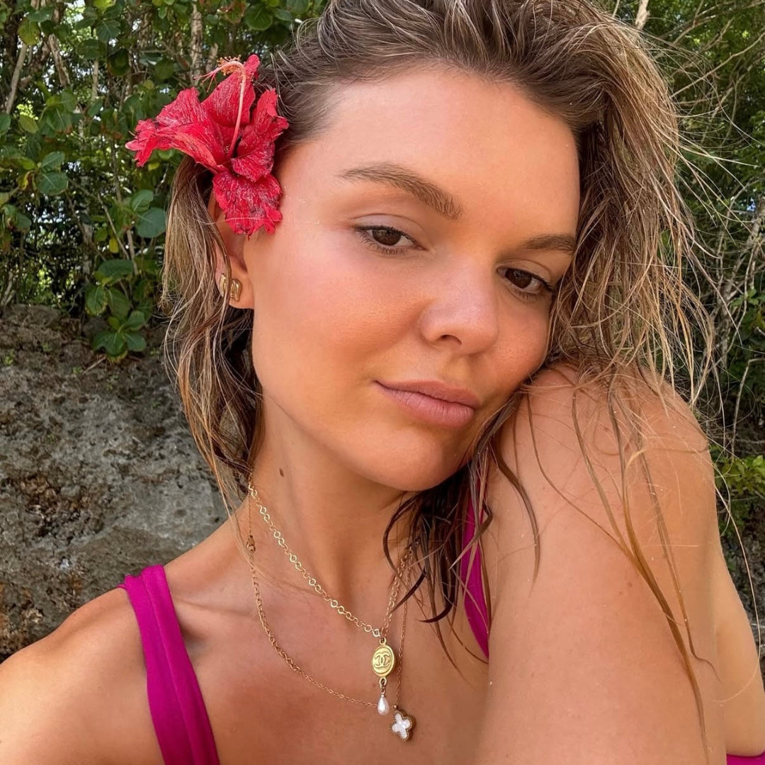 Gold Medallion Necklace with Pearl Drop