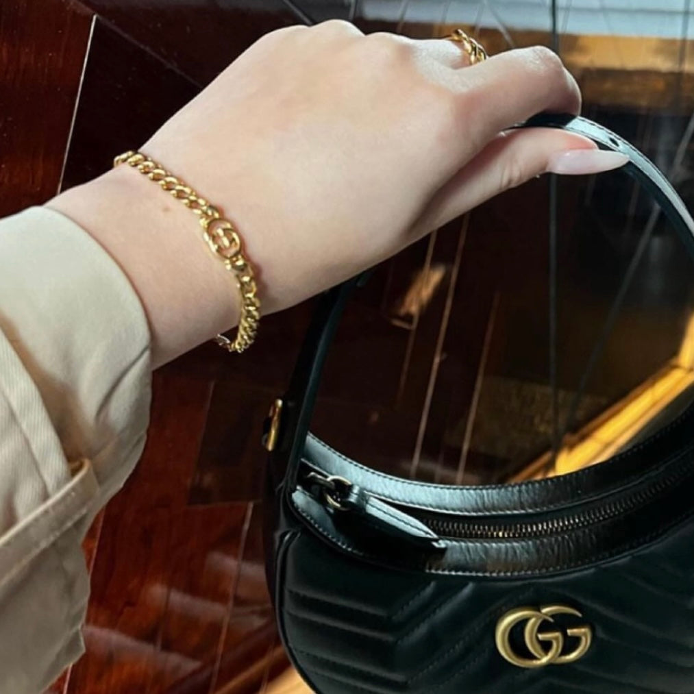 Small Gold Logo Cuban Bracelet