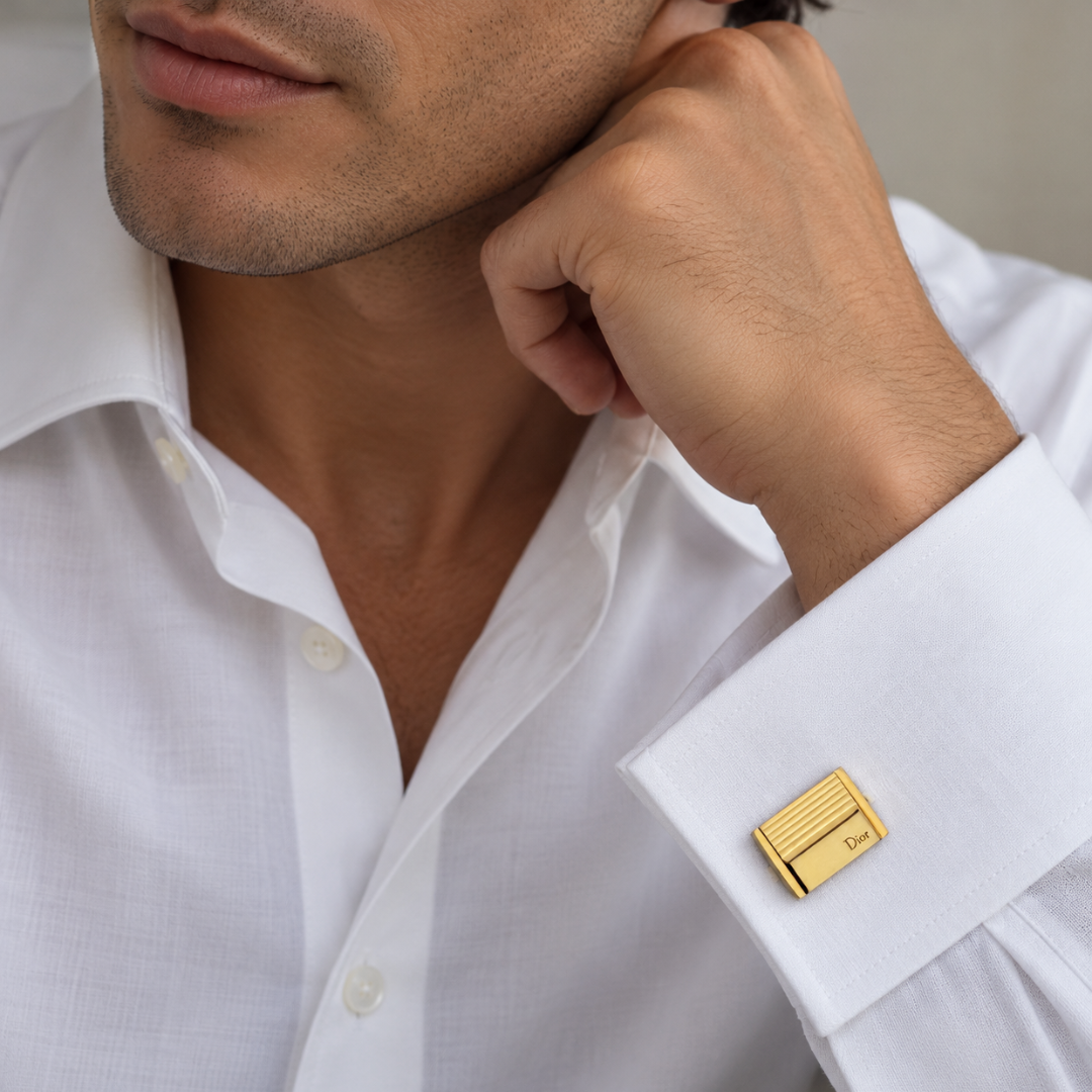 Lined Gold Logo Cufflinks