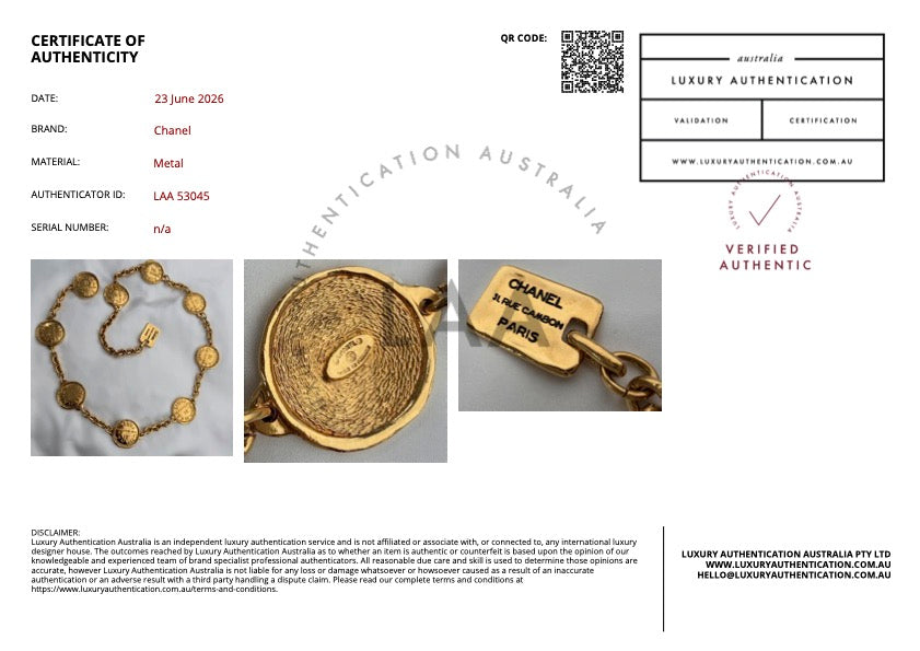 31 Rue Cambon Paris Medallion Link Belt/Necklace