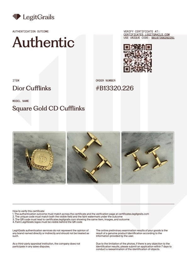 Square Gold Logo Cufflinks