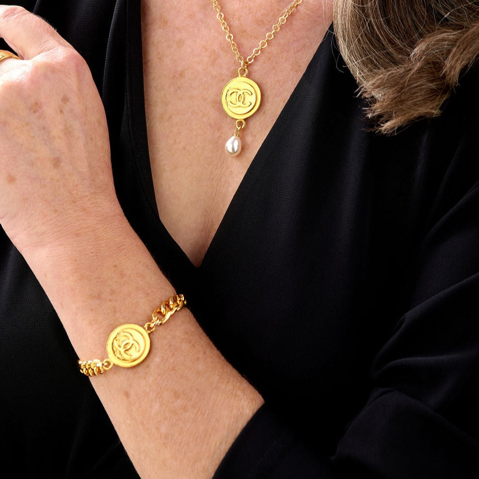 Large Gold Medallion Cuban Bracelet