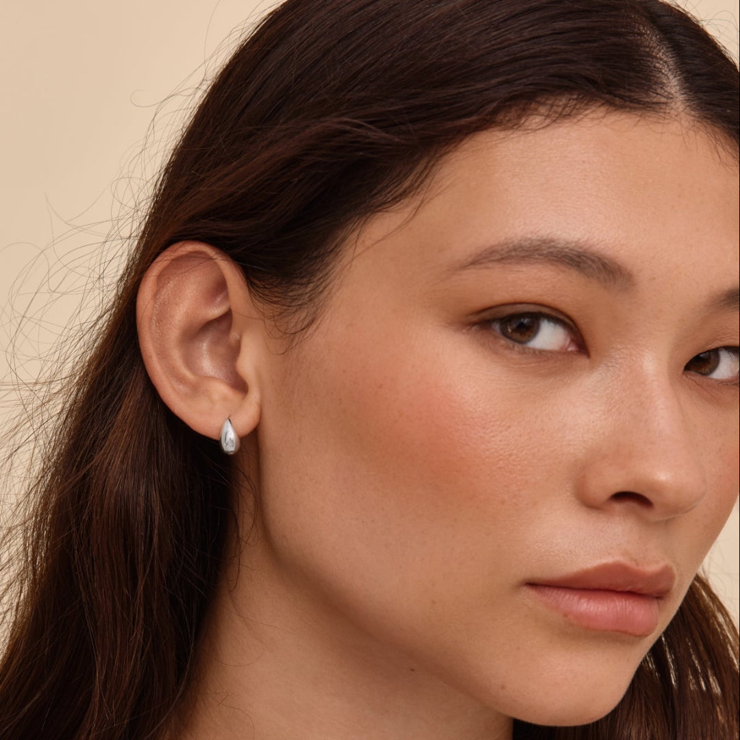 Sterling Silver Tear Drop Stud Earrings
