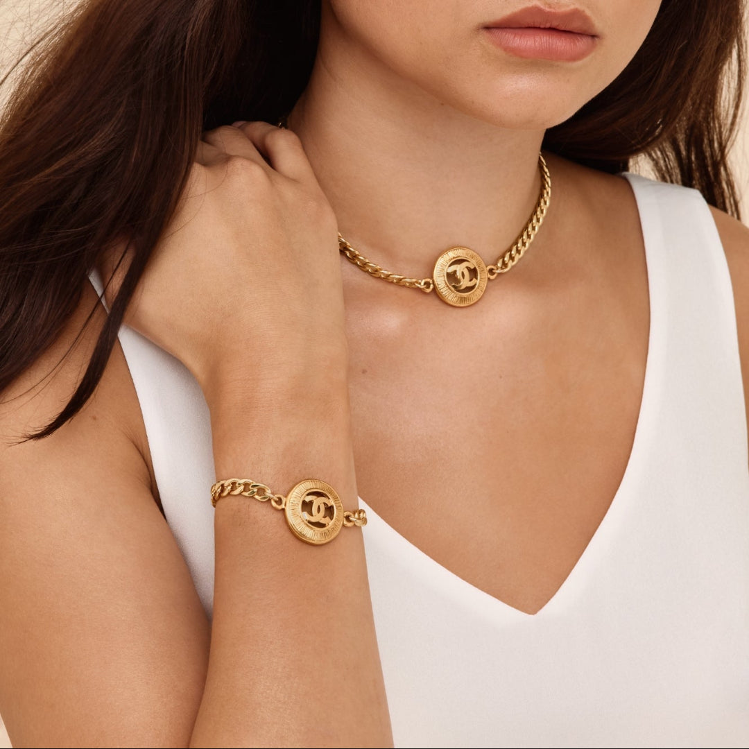 Gold Cut Out Logo Bracelet