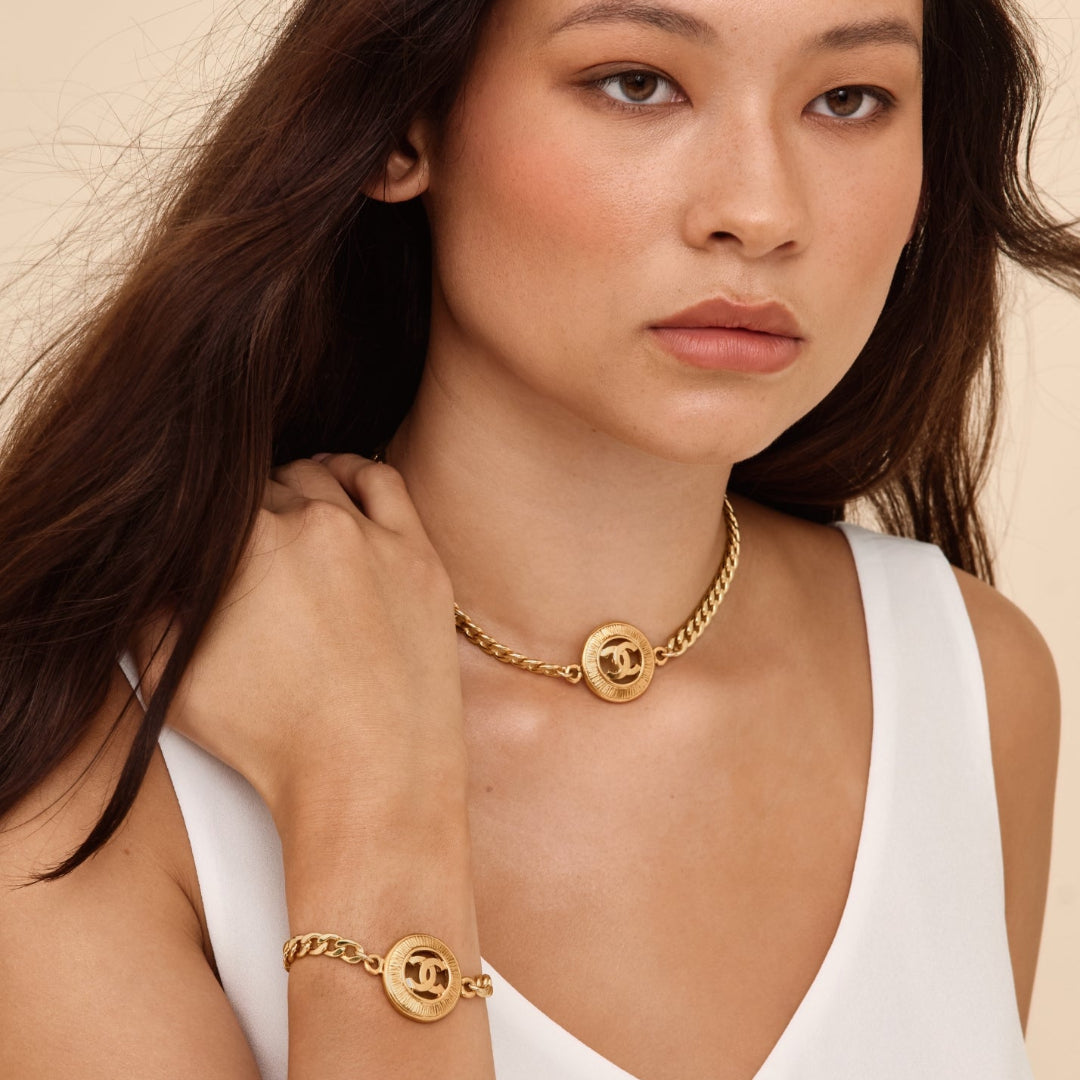 Gold Cut Out Logo Necklace