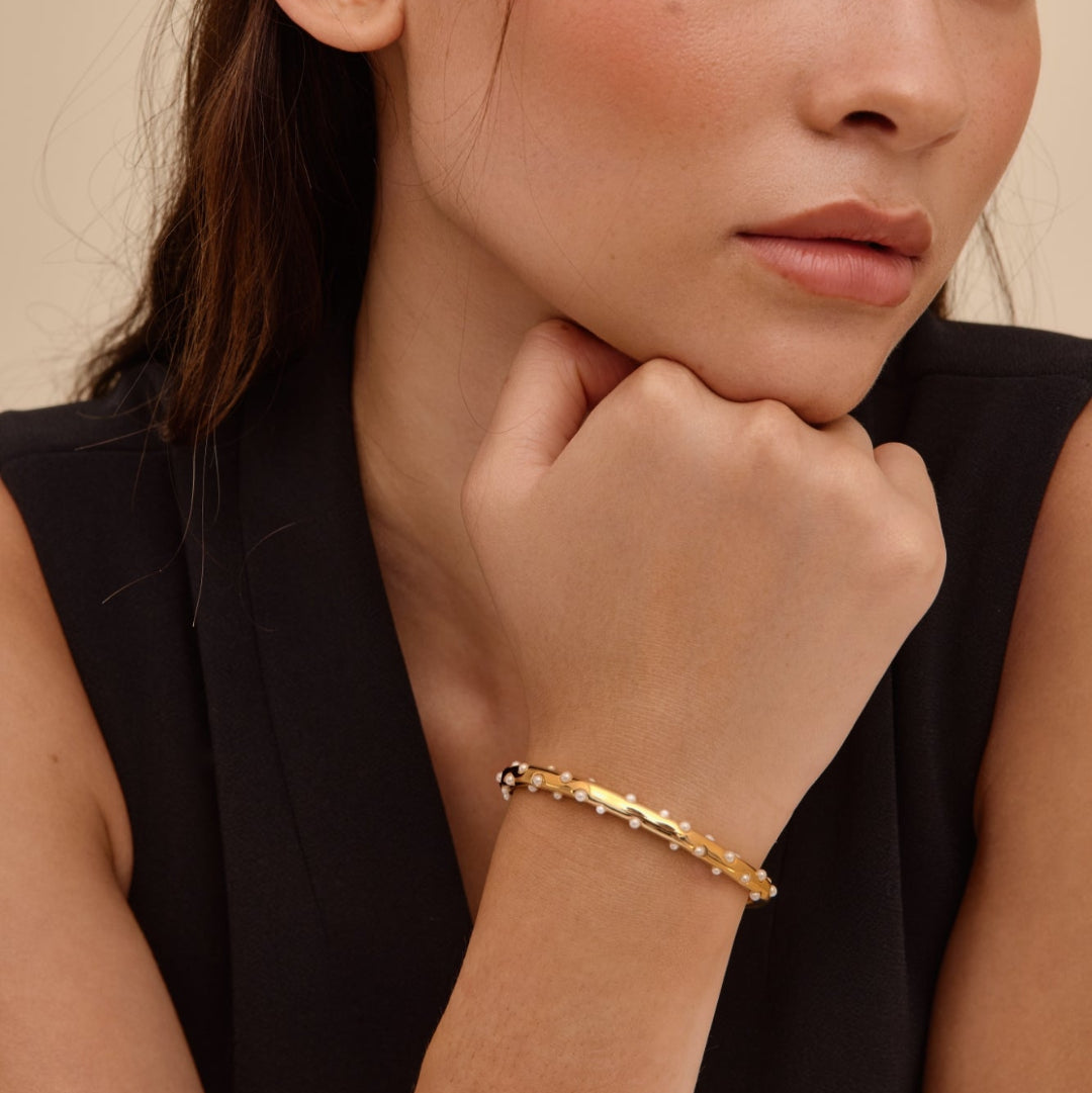 Pearl Dotted Cuff Bracelet