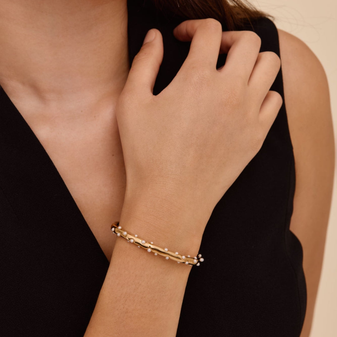 Pearl Dotted Cuff Bracelet