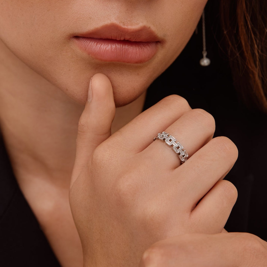 Silver Panther CZ Ring